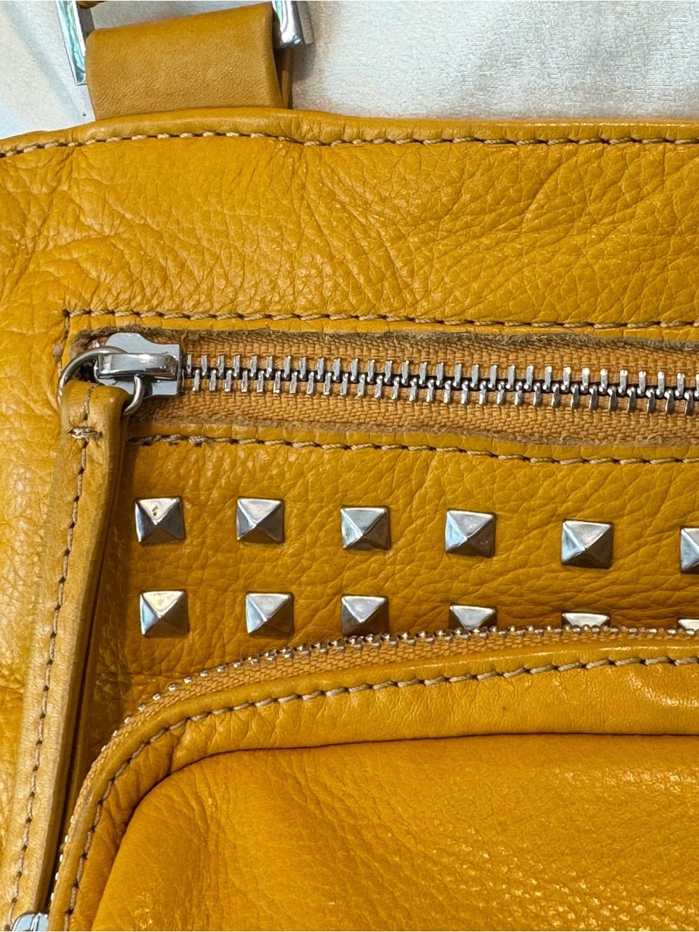 Fenn Wright Manson Mustard Yellow Studded Leather Crossbody Bag - Picture 4 of 16